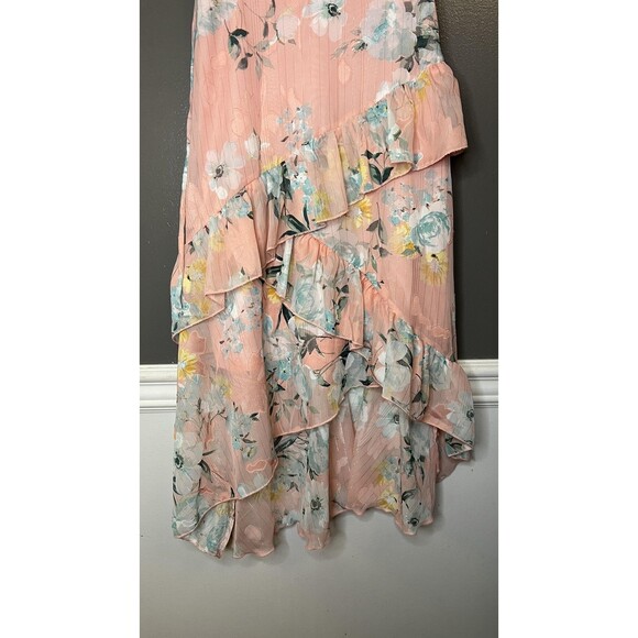 Speechless Kids Dress Girls 12 Pink Floral Ruffle Asymmetrical Layered Zipper - Picture 3 of 9